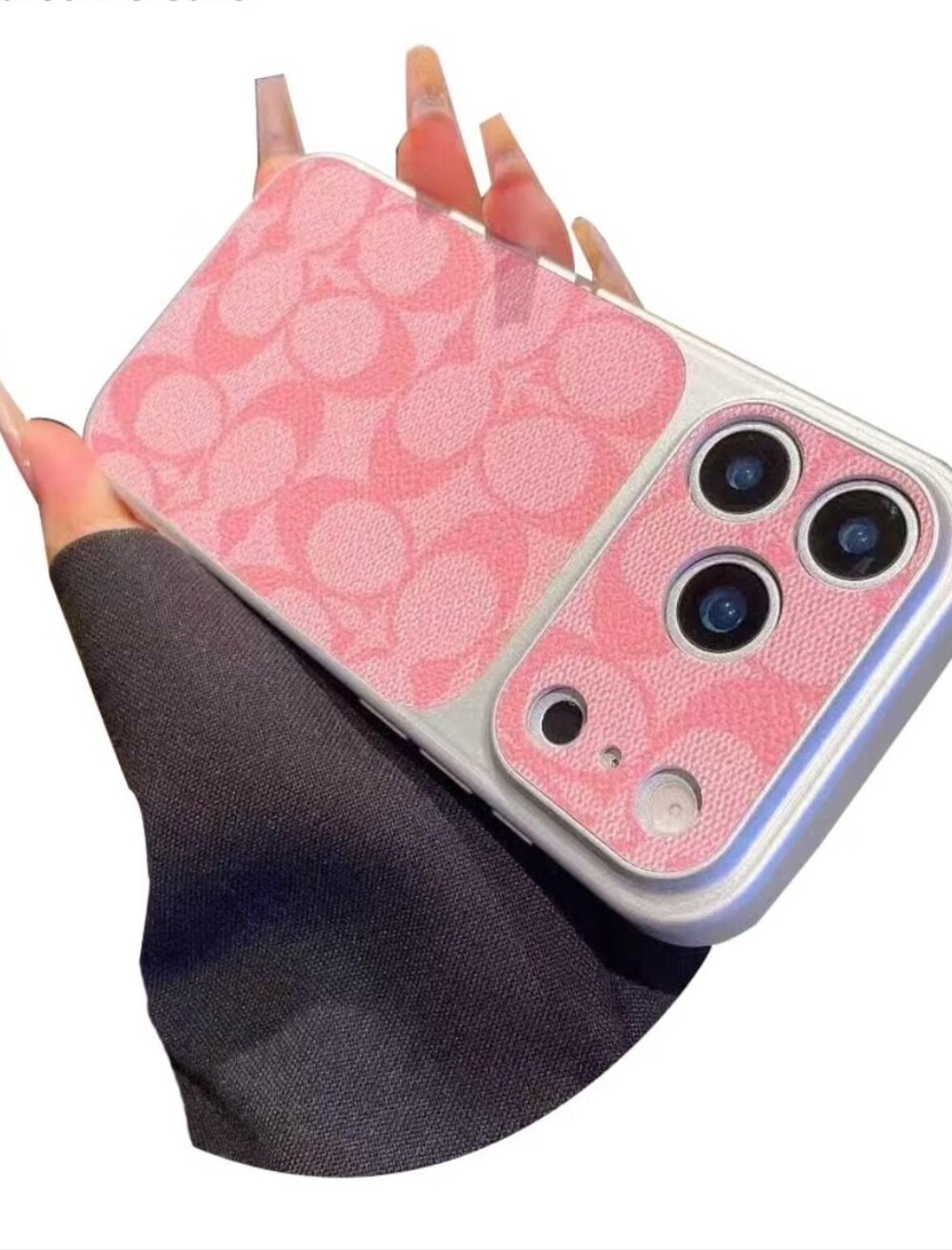 Iphone 16 Coach Pink Designer-Style iPhone Camera Lens & Back Protector Case